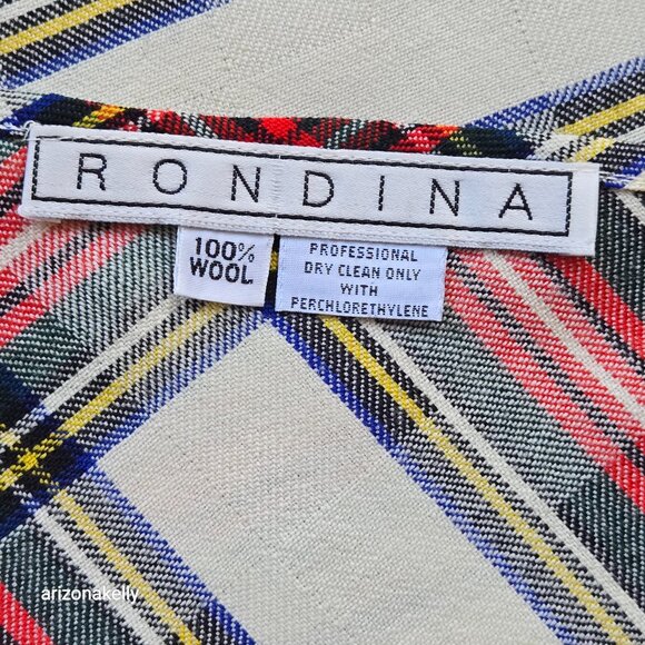 Large Woven Wool Triangle Scarf Shawl Plaid Rondina - Picture 3 of 16